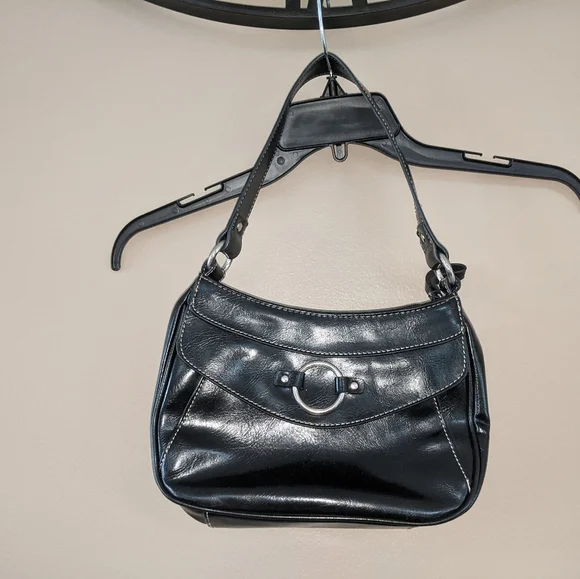 Nine&Co Black Shoulder Bag Black Leather - Picture 1 of 11
